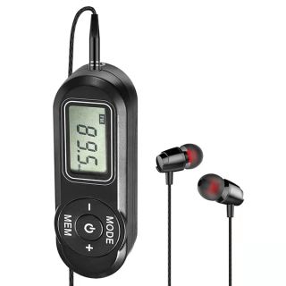 SWDSTP Personal FM Walkman Radio, Mini Digital Tuning Portable Radio with Headphones Belt Clip LCD Display, Pocket Radio for Walking Jogging, Upgrade Volume Control