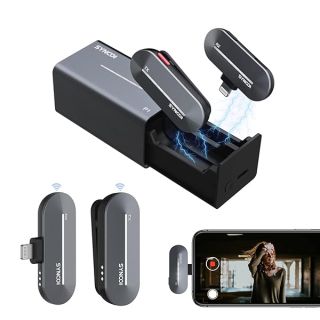 SYNCO Wireless Lavalier Microphone for iPhone, P1L 2.4GHz Lapel Mic with Charging Case for iPhone Smartphone YouTube TIK Tok Live Streaming Vlog, Wireless-Lavalier-Microphone-iPhone