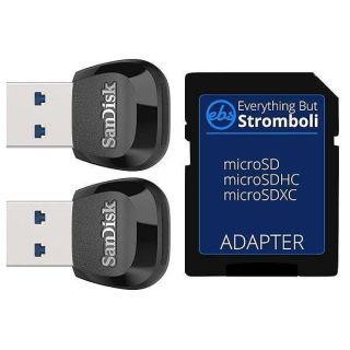 SanDisk Card Reader (2 Pack) MobileMate USB 3.0 for MicroSD Memory Card (SDDR-B531-GN6NN) Bundle with (1) Everything But Stromboli Micro to SD Adapter