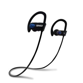 Senso Bluetooth Headphones, Best Wireless Sports Earphones w/Mic IPX7 Waterproof HD Stereo Sweatproof Earbuds for Gym Running Workout 8 Hour Battery Noise Cancelling Headsets (Black Blue)