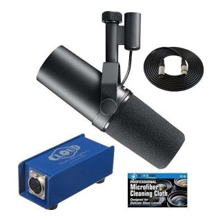 Shure SM7B Vocal Microphone with Cloud Microphones Cloudlifter CL-1 Mic Activator and Extra 10&amp;#039; XLR Cable Bundle