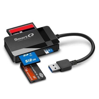 SmartQ C368 USB 3.0 Card Reader - Plug &amp; Play, Compatible with Apple &amp; Windows, Supports SD, Micro SD, MS, CF Cards