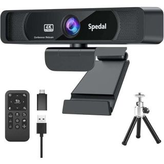 Spedal 4K UHD Webcam with Built-in AI Noise Reduction Dual Microphones,120° Wide Angle Zoomable Webcam with Remote and Software Control for Conferencing/Streaming/Online Teaching/Video Calling