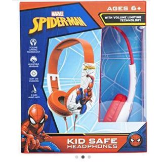 Spider Man Kid Safe Headphones for Toddlers (Small Headphones) Best for Ages 2 to 5 yrs Old Over The Ear Padded Cushions Flying on a Web Design