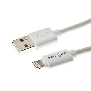 Spider USB to Lightning Charger Cable Sync for iPhone, iPod, iPad, White, 6FT, E-USBMFI-WH2M