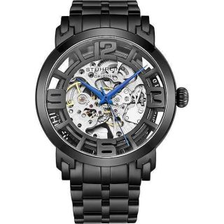 Stuhrling Original Winchester Automatic Watch for Men - Skeleton Mechanical Dress Watch with Leather Band - Black