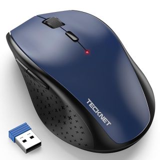 TECKNET Wireless Mouse, 2.4G USB Computer Mouse with 6-Level Adjustable 4800 DPI, 30 Months Battery, Ergonomic Grips, 6 Buttons Portable for PC, Chromebook, Mac - Blue