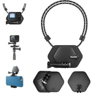 TELESIN Magnetic Chest Mount with Neck Strap + Phone Holder + Magnet Tripod Quick Release Base for GoPro Max 12 11 10 Insta360 DJI Action Accessories