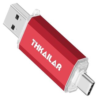 THKAILAR USB C Flash Drive 512GB 2 in 1 OTG USB 3.1 Thumb Drive, Memory Stick for Business Traveler Compatible with Android Phone/PC/Mac Pro External Storage Data (Red)