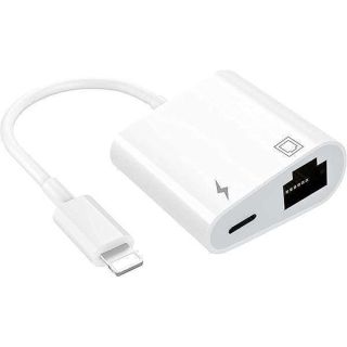 TOP-UP 2 in 1 Lightning to Ethernet Adapter - Lightning to RJ45 Ethernet LAN Network Adapter with Charge Port, Compatible with iPhone/iPad/iPod, Plug and Play, Supports 100Mbps Ethernet Network