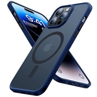 TORRAS Magnetic Guardian Designed for iPhone 14 Pro Max Case Military Grade Drop Tested Compatible with MagSafe Slim Translucent Matte Phone (6.7&amp;quot;), Navy Blue