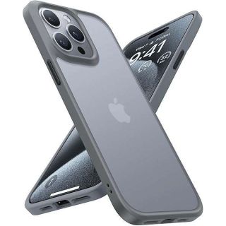 TORRAS Shockproof for iPhone 15 ProMax Case Gray,  Translucent Slim Protective Matte Hard Plastic Back Phone Case for iPhone 15 Pro Max Case 6.7&amp;quot; 5G Guardian, Grey