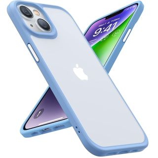 TORRAS Upgraded Shockproof for iPhone 14 Case  Translucent Back &amp; Soft Edge Slim Silicone Cover, Sky Blue