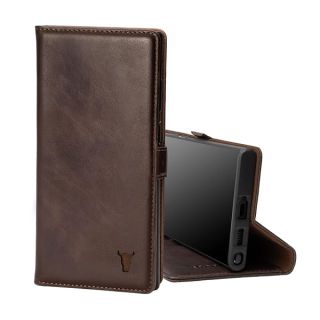 TORRO Case Compatible with Samsung Galaxy S22 Ultra 5G – Premium Leather Wallet Case with Kickstand and Card Slots (Dark Brown)