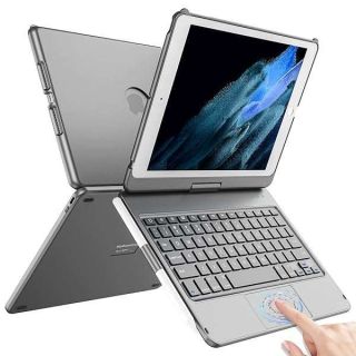 TQQ Touchpad Keyboard Case for iPad 10.2 9th/8th/7th Gen, Keyboard Case for iPad 9th Generation/8th/7th Gen-360° Rotatable Protective Cover with Pencil Holder (Gray)