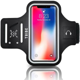 TRIBE Water Resistant Cell Phone Armband Case Running Holder for iPhone Pro Max Plus Mini SE (13/12/11/X/XS/XR/8/7/6/5) Galaxy S Ultra Plus Edge Note (21/20/10/9/8/7/6/5) Adjustable Strap &amp; Key Pocket