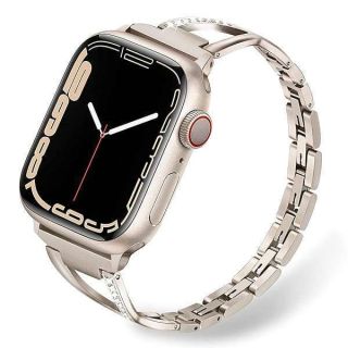 TRUMiRR Band for Apple Watch Series 9 8 7 41mm Starlight Women, Stainless Steel &amp; Diamond Watchband Feminine Jewelry Strap for iWatch Apple Watch SE Series 9 8 7 6 5 4 3 2 1 41mm 40mm 38mm