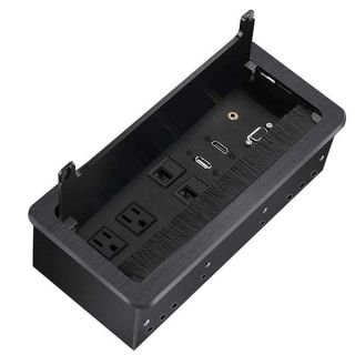 Tabletop Brush Connectivity Box Outlet with Socket HDMI LAN VGA Power for Desktop Conference