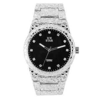 Techno Pave Men&amp;#039;s 45mm Nugget Watch with Diamond Accent Dial - Silver Black Dial