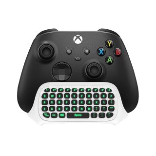 TiMOVO Green Backlight Keyboard for Xbox One, Xbox Series X/S,Wireless Chatpad Message KeyPad with Headset &amp; Audio Jack,Mini Game Keyboard Fit Xbox One/One S/One Elite/2, 2.4G Receiver Included, White