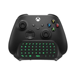 TiMOVO Green Backlight Keyboard for Xbox One, Xbox Series X/S,Wireless Chatpad Message KeyPad with Headset &amp; Audio Jack,Mini Game Keyboard Fit Xbox One/One S/One Elite/2, 2.4G Receiver Included, Black