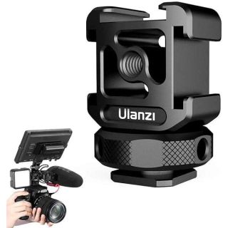 ULANZI PT-12 Camera Hot Shoe Extension Bracket with Triple Cold Shoe Mounts for Microphone LED Video Light, 1/4&amp;#039;&amp;#039; Screw for Magic Arm, Aluminum Shoe Mount Compatible with Nikon Canon Sony Cameras