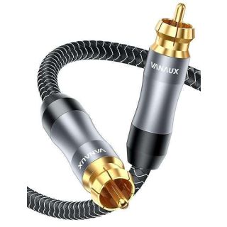 VANAUX Subwoofer Cable, 16.5ft Digital Coaxial Audio Cable, RCA to RCA Cables,Male to Male Mono  for Home Theater, HDTV, Amplifier Speaker Soundbar(5m/16.5ft)