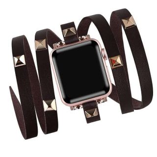 VIKOROS Leather Cuff Bracelet Compatible with Apple Watch Band 38mm 40mm 41mm 44mm 42mm 45mm 49mm iWatch Series 8 7 6 5 4 3 2 1 SE Ultra Women, Dressy Luxury Designer Western Boho Jewelry Straps