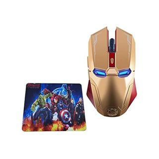 VSVABEFV 2.4 GHz Wireless Mouse, Six-Button Silent Wireless Computer Mice with 1200/1600/2400 Adjustable Portable USB Mouse for Desktop/Laptop/PC(Gold with Mouse Pad)