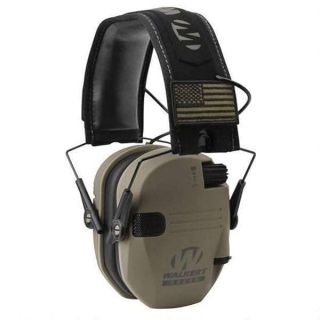 Walker&amp;#039;s Razor Slim Folding Electronic Ear Protection with Sound Activated 23dB Noise Reduction and Sound Amplification, Tan Patriot