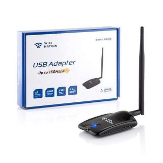 WiFi Nation® USB WiFi Antenna 802.11n, Speed: 150Mbps, Freq. 2.4GHz and 5dBi Antenna, chipset: Atheros AR9271, Supporting: Kali Linux, Other Linux distros. and Windows 10, Plastic Mount with a Clip.