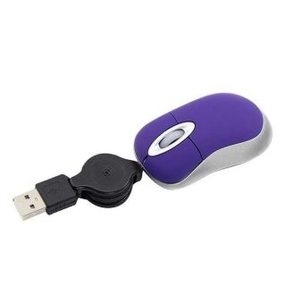 Wired Mouse Mini USB Retractable Cable Tiny Small Pocket Mouse 1600 DPI Optical Basic Mouse Compact Travel Mice with 2.3-Foot USB Mouse Wired for Laptop/Computer/PC/Macbook for Kid/Youth/Adult(Purple)