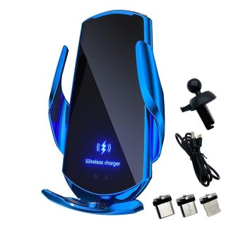 Wireless Car Charger Automotive Electric Induction 15W Wireless Charger Car Vent Mount Bracket Fast Charging Auto-Clamping Car Phone Holder Mount Air Vent Phone Holder (Blue)