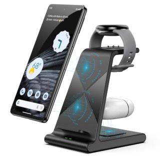 Wireless Charger for Google Pixel Watch 2, Fitbit Versa 4/Versa 3/Sense 2/Sense Charger, Wireless Charging Station for Google Pixel 8 Pro/8/7 Pro/7/7A/6/6 Pro/5/4/Galaxy S24 Ultra, Pixel Buds Pro