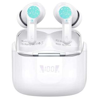 Wireless Earbud, Bluetooth Headphones 5.3 Stereo Bass Earphones 2023 Noise Cancelling Ear Buds 40H Dual Mic Call, Bluetooth Earbud in-Ear USB-C LED Display IP7 Waterproof Sport Headset for Android iOS