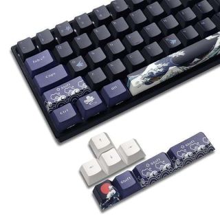 XVX PBT Keycaps 60 Percent, Great Wave Off Kanagawa Japanese Keycaps, DYE-Sub Custom Keycaps Set, Cherry Profile Keycaps for 61/64/66/68 Cherry Gateron MX Switches Mechanical Keyboard, 78 Key Set