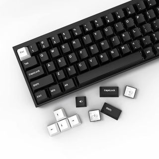 XVX Wob Keycaps 168 Keys, Double Shot PBT Custom Keycap Set, Minimalist Style White on Black Keycaps, Cherry Profile Keyboard Keycaps for Cherry Gateron MX Switches Mechanical Keyboard