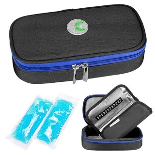 YOUSHARES Insulin Cooler Travel Case - Travel Medicine Cooler Bag for Insulin Pens and Diabetes Supplies Travel Insulin Pen Travel Case with 2 TSA Approved Ice Pack (Black)