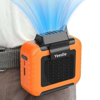 Yeedie Portable Waist Fan with 23H Working Time, Strong Airflow, 3 Speed, Personal Cool Clip Fan Under Shirt, Hand Free Wearable Belt Fan for Outdoor Working Hiking Fishing Jobsite Farm