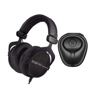 beyerdynamic DT 990 PRO Studio Headphones (Ninja Black, Limited Edition) Bundle with Hard Shell Headphone Case (2 Items)