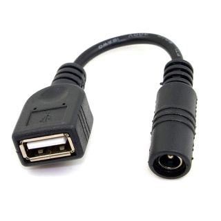 cablecc 5V USB Female to DC Power Jack 5.5 2.1mm Charge Adpter Cable for Cell Phone &amp; Tablet