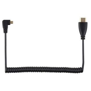 chenyang Stretch Coilded Right Angled 90 Degree Micro HDMI to HDMI Male HDTV Cable for Cell Phone &amp; Tablet &amp; Camera (Right Angled)