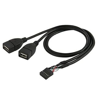 chenyang USB 2.0 Front Panel Header 9/10Pin 1 Male to 2 USB 2.0 Female Y Splitter Mainboard Header Port Extension Cable Adapter