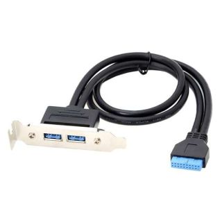 chenyang USB 3.0 Front Panel Header 19/20Pin 1 Male to 2 USB 3.0 Female Chassis Back Panel Port Extension Cable 50cm with 80mm PCI-E Slot Bracket