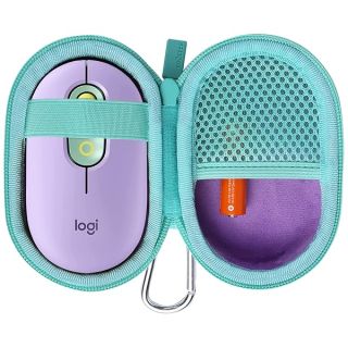 co2CREA Hard Case Replacement for Logitech POP Wireless Mouse, Purple Case + Daydream Mint Zipper