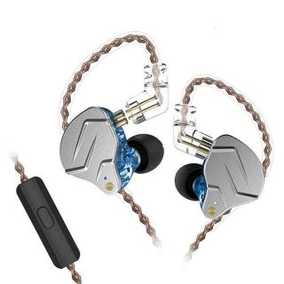 erjigo IEMs, KZ ZSN Pro Dynamic Hybrid Dual Driver in Ear Earphones Detachable Tangle-Free Cable Musicians in-Ear Earbuds Headphones (Blue with Microphone)