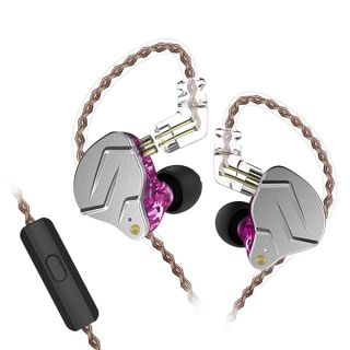 erjigo KZ ZSN Pro Dynamic Hybrid Dual Driver in Ear Earphones Detachable Tangle-Free Cable Musicians in-Ear Earbuds Headphones (Purple with Microphone)