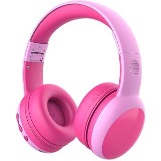 gorsun Kids Bluetooth Headphones with Microphone,Toddler Wireless Headsets with 85dB Volume Limited Hearing Protection,Stereo Over-Ear Headphones for Boys and Girls (Pink)