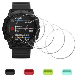 iDaPro  Screen Protector for Garmin fenix 6X Pro / 6X Pro Solar/ 6X 51mm Watch + Silicone Anti-dust Plugs Tempered Glass Anti-Scratch Bubble-Free