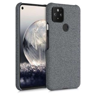 kwmobile Fabric Case Compatible with Google Pixel 5 - Case Hard Protective Phone Cover with Material Texture - Grey